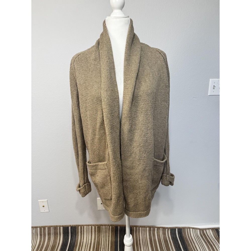 J. Crew Long Open Cardigan Sweater Women's Small Tan Slouchy Oversized‎ Cozy